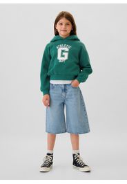 GAP - Felpa con cappuccio stampa logo Athletics, Donna, Verde smeraldo scuro, Taglia XS/104-110