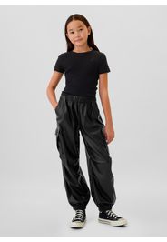 GAP - Pantalone parachute cargo effetto lucido, Donna, Nero, Taglia M/128