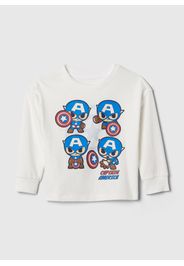 GAP - T-shirt in cotone con stampa Captain America, Uomo, Bianco ottico, Taglia 3Y/98