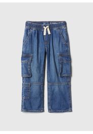 GAP - Jeans cargo baggy fit con coulisse, Uomo, Lavaggio medio, Taglia 5Y/110