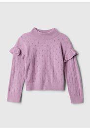 GAP - Pullover pointelle mock neck con rouches, Donna, Viola malva, Taglia 12-18M/74-80