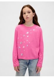 GAP - Maglia rosa a maniche lunghe con stelle, Bambina, Rosa, Taglia XXL
