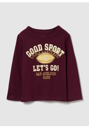 GAP - Maglietta a maniche lunghe viola in cotone, Bambino, Rosso burgundy, Taglia 6-12M/69-74