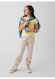 GAP - Pantaloni in misto cotone multicolor da ragazza con motivo floreale, Bambina, Beige/Rosa, Taglia M/134-137