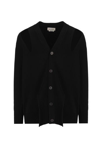 Cardigan Oversize Con Intagli da Uomo in Nero