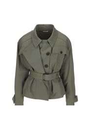 Giacca Militare Con Volant Con Spalle Morbide da Donna in Verde Militare