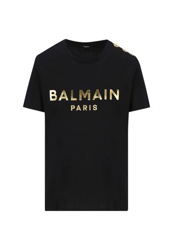 T-shirt In Cotone Con Logo Balmain Paris