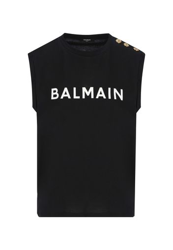 T-shirt In Cotone Ecosostenibile Con Logo Balmain Stampato