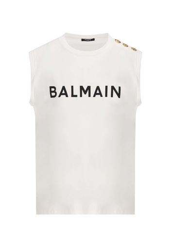 T-shirt In Cotone Ecosostenibile Con Logo Balmain Stampato