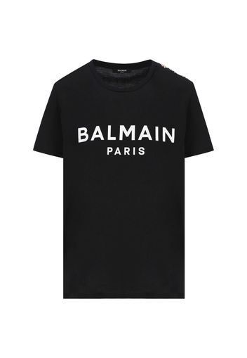 T-shirt In Cotone Ecosostenibile Con Logo Balmain Stampato