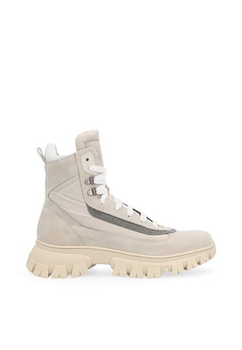 Sneaker alta Chunky in camoscio e taffetà con "Precious Contour"