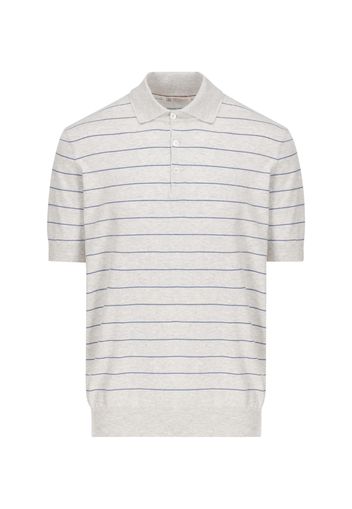 Maglia Leggera Rigata Stile Polo In Cotone