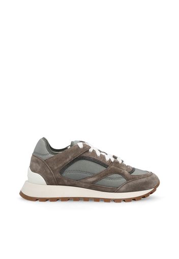 Sneakers Runners In Camoscio E Tessuto