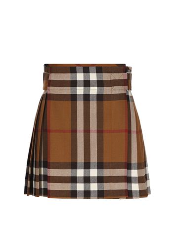 Gonna A Pieghe In Lana Con Motivo Tartan