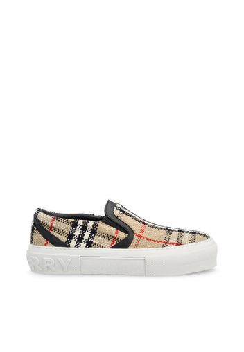 Sneaker In Misto Cotone E Lana Con Motivo Vintage Check