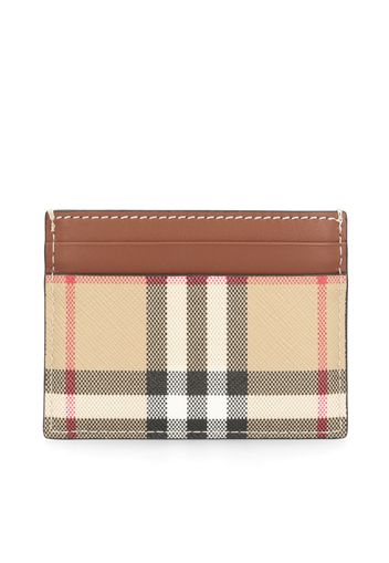 Porta Carte Di Credito Con Motivo Vintage Check E Dettagli In Pelle