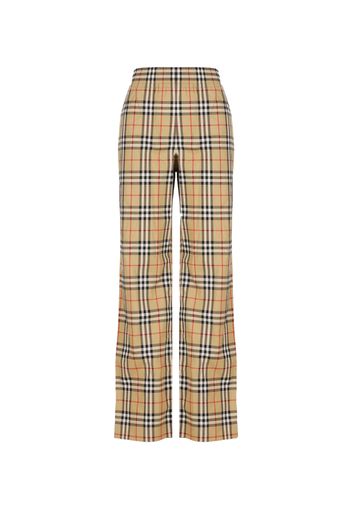 Pantaloni in cotone stretch con motivo Vintage check e fasce laterali