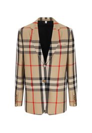 Giacca sartoriale in misto lana e cotone con motivo tartan in jacquard