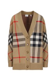 Cardigan In Lana Tecnica Con Motivo Tartan In Jacquard