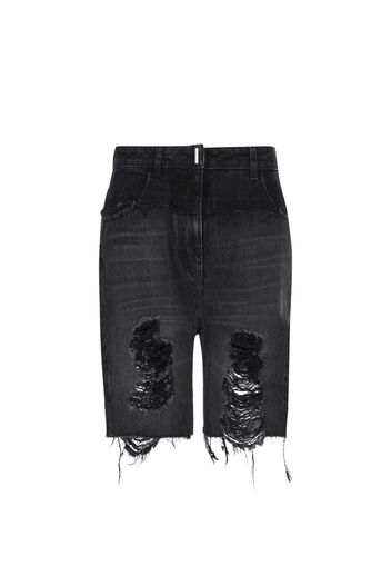 Pantaloncini in denim misto con effetto strappato