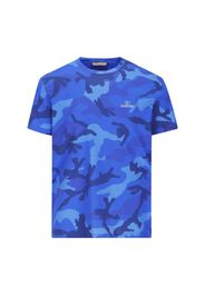 T-Shirt girocollo in Cotone con stampa Camouflage all over