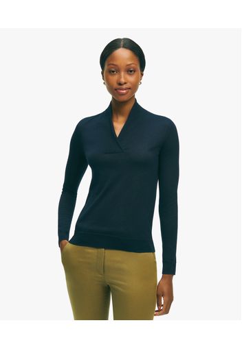 Navy-blue Silk-and-cashmere V-neck Sweater - Donna Maglieria Navy S