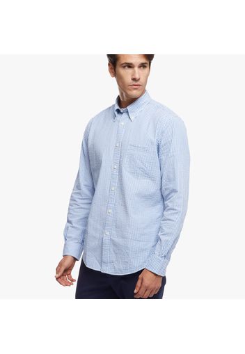 Camicia sportiva Regent regular fit in Seersucker stretch, colletto button-down - male Azzurro L
