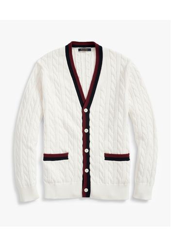 White Vintage-inspired Supima Cotton Tennis Cardigan - Uomo Maglieria Marshmallow S