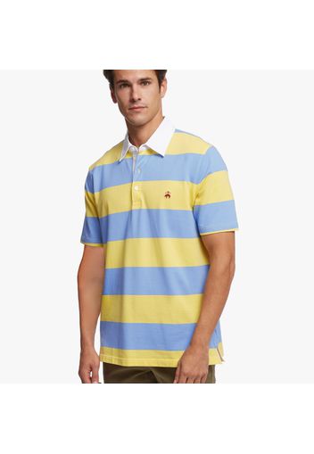 Polo slim fit in piquet con righe Rugby - male Righe azzurre/gialle L