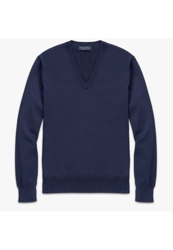 Maglione in cotone Supima con collo a V - male Navy L