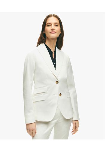 White Peak Lapel Cotton Sateen Jacket - Donna Giacche E Blazer White 0