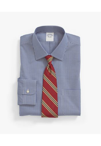 Gingham Regular Fit Cotton Dress Shirt With Ainsley Collar - Uomo Camicie Eleganti Blue 18