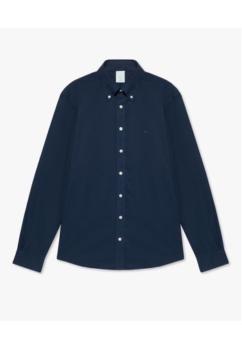 Navy Slim-fit Non-iron Stretch Cotton Shirt With Button-down Collar - Uomo Camicie Sportive Navy Xxl