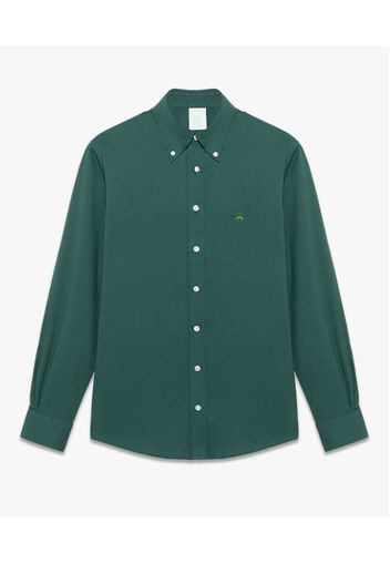 Green Slim-fit Non-iron Stretch Cotton Shirt With Button-down Collar - Uomo Camicie Sportive Green M