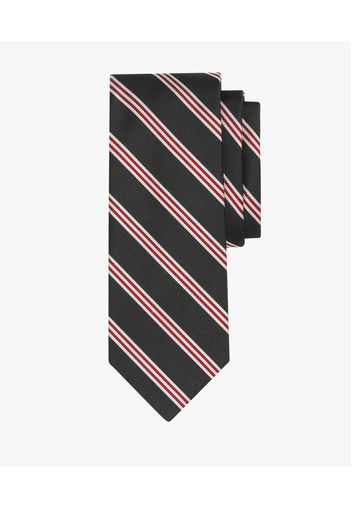 Cravatta Regimental In Seta Nera - Uomo Cravatte E Pochette Da Taschino Nero Regular