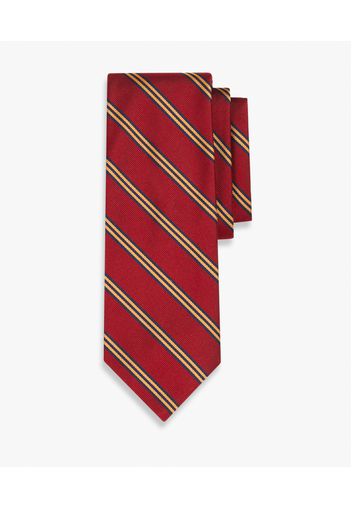 Cravatta Regimental In Seta Rossa - Uomo Cravatte E Pochette Da Taschino Rosso Regular
