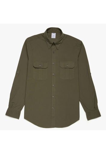 Camicia sportiva safari in tela - male Verde scuro XXL