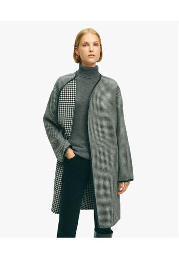 Black And White Wool-polyester-blend Reversible Houndstooth Jacket - Donna Capispalla Casual Charcoal M