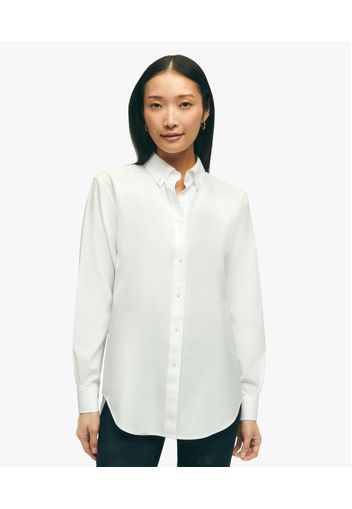 White Relaxed-fit Non-iron Stretch Supima Cotton Shirt With Button-down Collar - Donna Camicie E T-shirt White 2