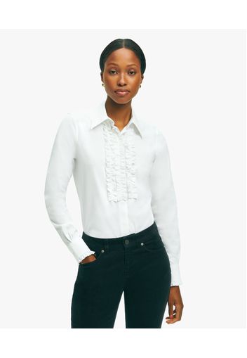 White Non-iron Stretch Cotton Tuxedo Shirt - Donna Camicie E T-shirt White 8