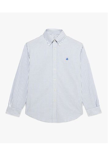 Blue-and-white Regular-fit Non-iron Stretch Cotton Casual Shirt With Button-down Collar - Uomo Camicie Sportive Bright Blue Xxl