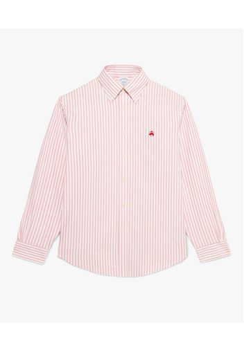 Red-and-white Regular-fit Non-iron Stretch Cotton Casual Shirt With Button-down Collar - Uomo Camicie Sportive Red Xl