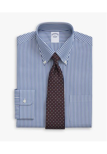 Blue Striped Regular-fit Non-iron Cotton Shirt With Button-down Collar - Uomo Camicie Eleganti Light Blue 16h