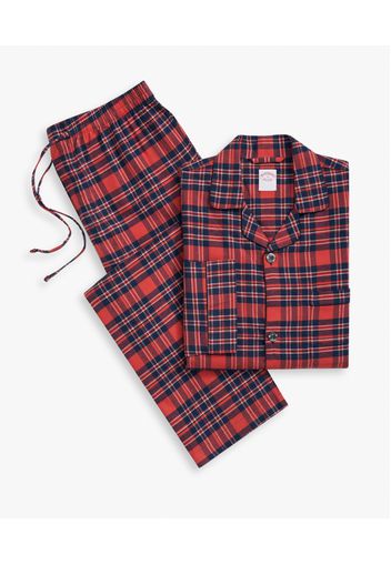 Red Cotton Flannel Plaid Pajamas - Uomo Pigiama Red L