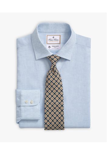 Camicia Azzurra Slim Fit  X Thomas Mason In Lino Con Collo Semi Francese - Uomo Camicie Eleganti Blu Chiaro 15h