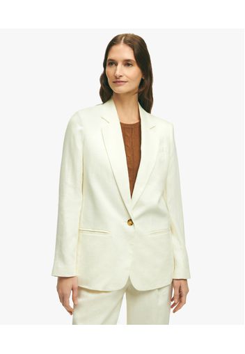 White Linen One-button Jacket - Donna Giacche E Blazer Marshmallow 10