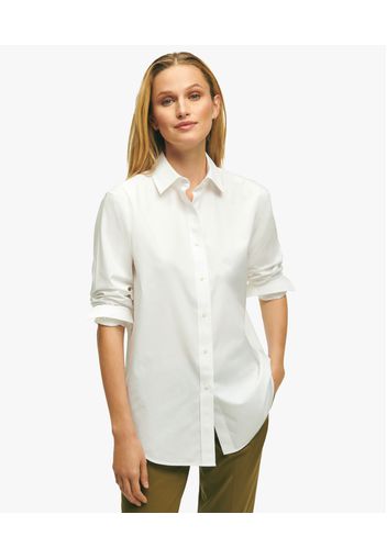 White Relaxed Fit Non-iron Stretch Supima Cotton Shirt - Donna Camicie E T-shirt White 10