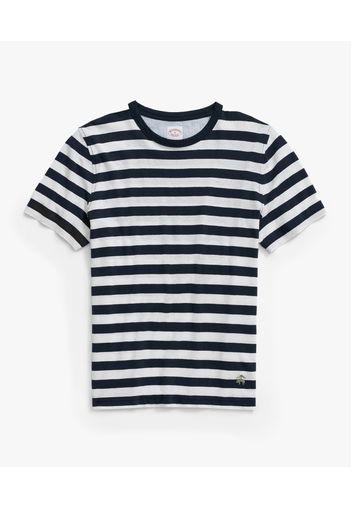 Navy Striped Linen And Cotton T-shirt - Uomo T-shirt Navy And White Xl