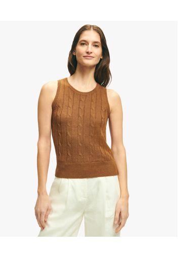 Brown Linen Cable Knit Shell - Donna Maglieria Brown Xs