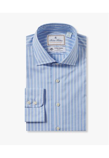 Camicia Azzurra Slim Fit In Cotone E Lino Con Collo Semi Francese - Uomo Camicie Eleganti Blu Chiaro 16h